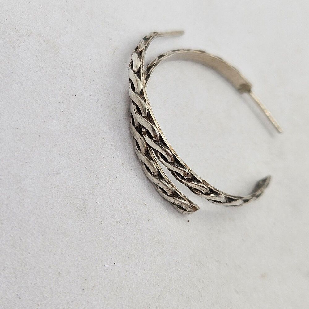 Sterling Silver Criss Cross Hoop Stud Earrings 925
